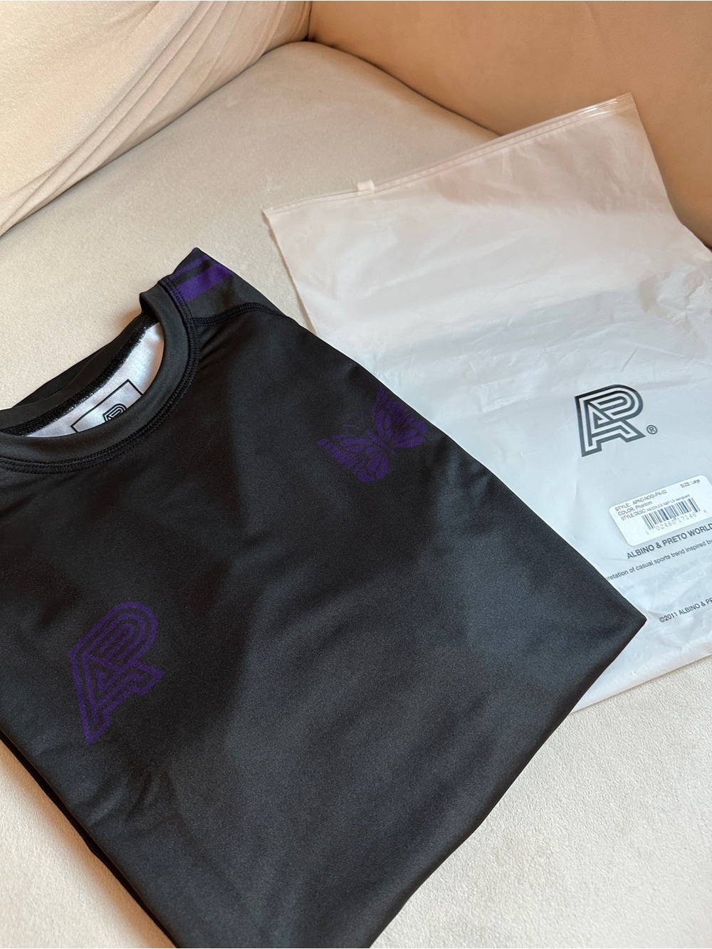 Albino & Preto x Needles Black Purple Large Jiu Jitsu No Gi Rashguard - New